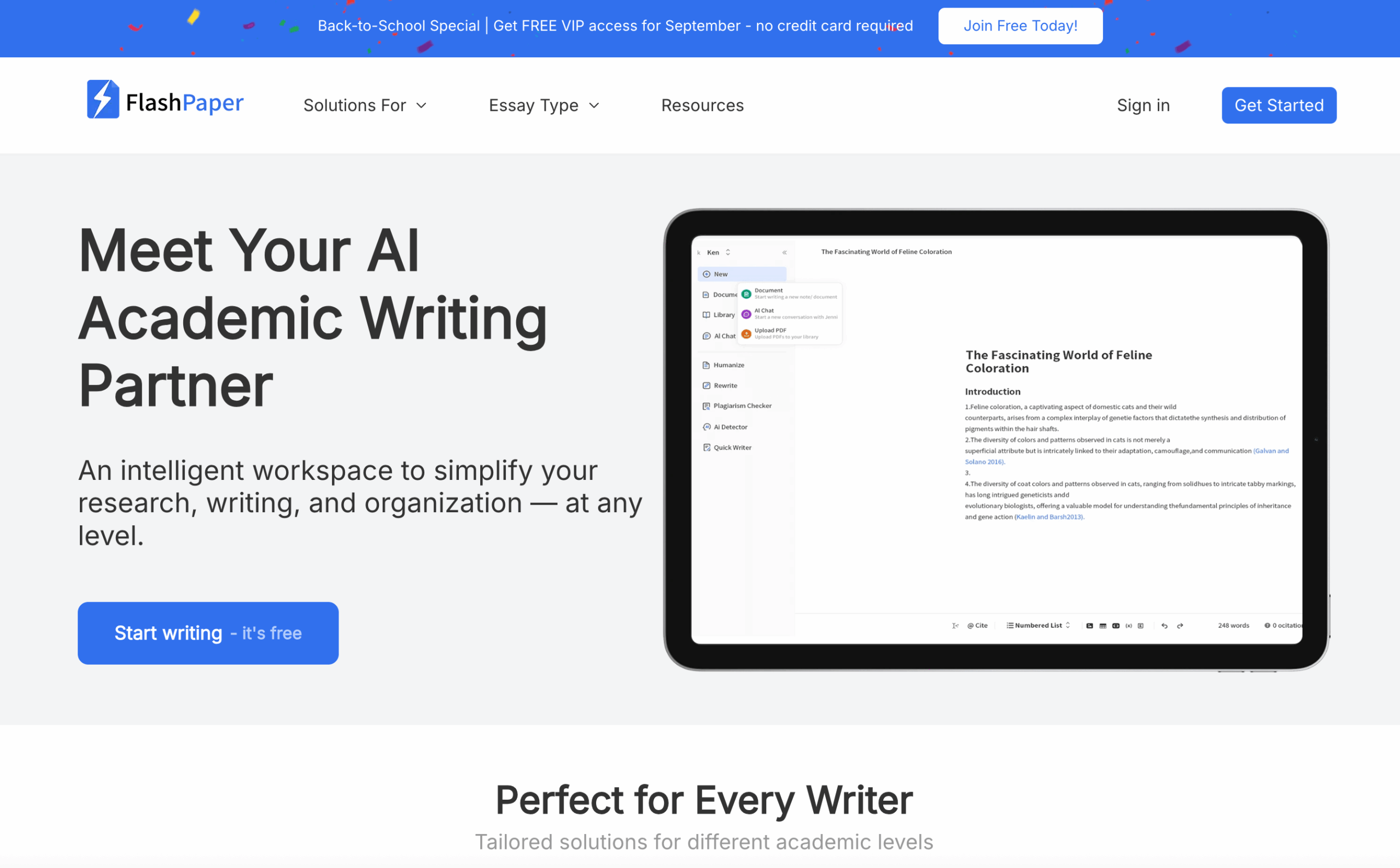 FlashPaper Writing AI